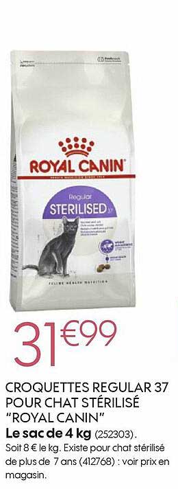 croquettes regular 37 pour chat stérilisé "royal canin"