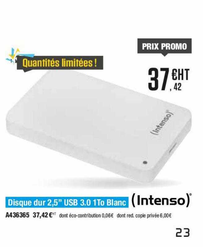 disque dur 2.5" usb 3.0 1to blanc intenso