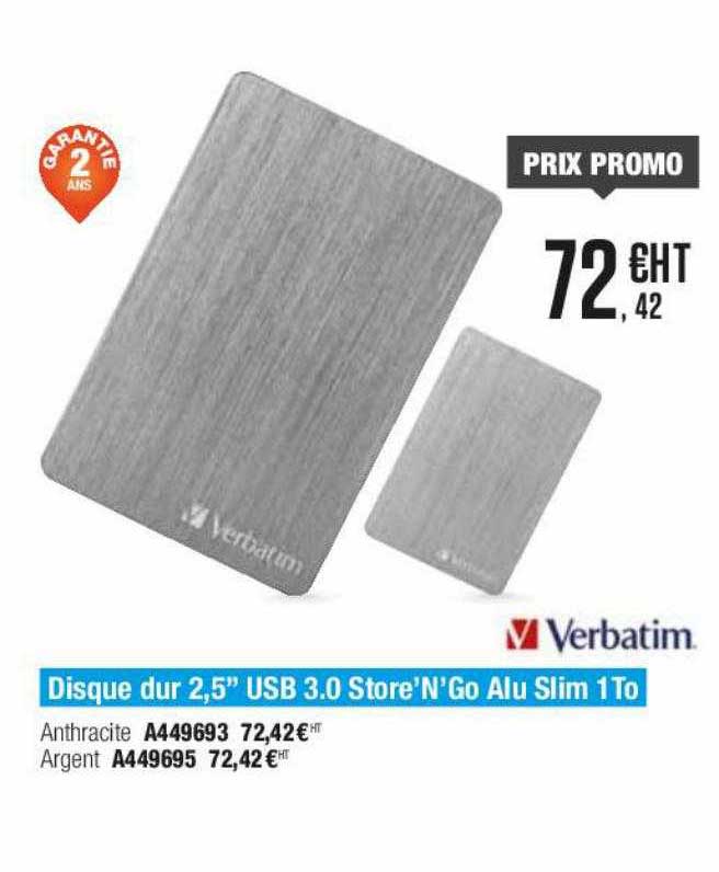 disque dur 2.5" usb 3.0 store'n'go alu slim 1to verbatim