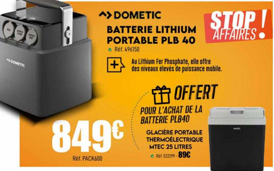 dometic batterie lithium portable plb 40