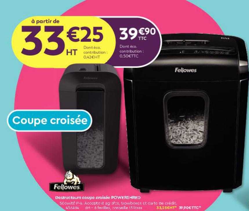 fellowes destructeurs coupe croisée powershred