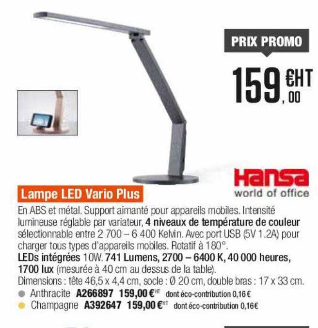 lampe led vario plus hansa