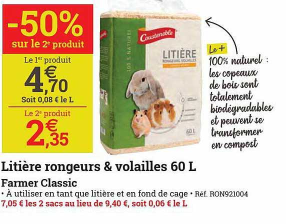 litière rongeurs & volailles farmer classic coustenable