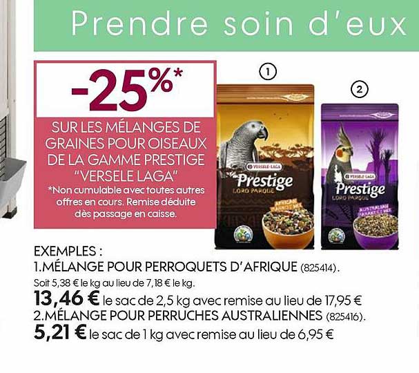 mélanges de graines pour oiseaux de la gamme prestige "versele laga"