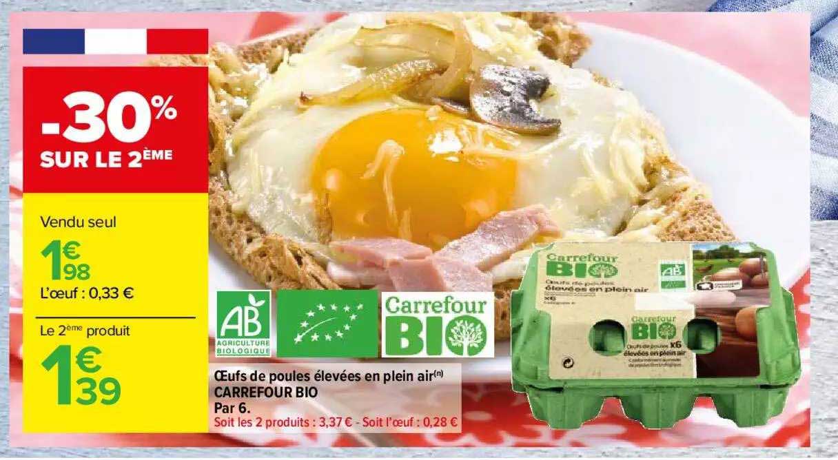 oeufs de poules élevées en plein air carrefour bio
