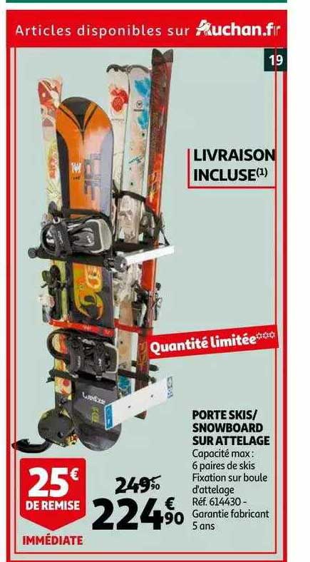 porte skis - snowboard sur attelage