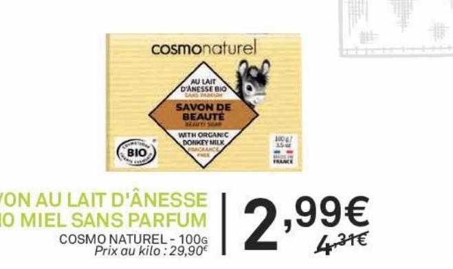 savon au lait d'ânesse bio miel sans parfum cosmo naturel