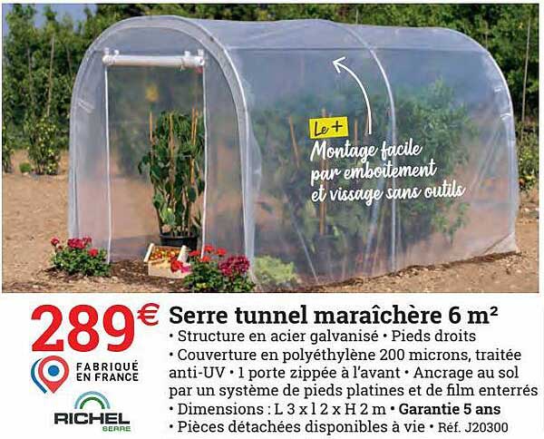 serre tunnel maraîchère 6 m² richel
