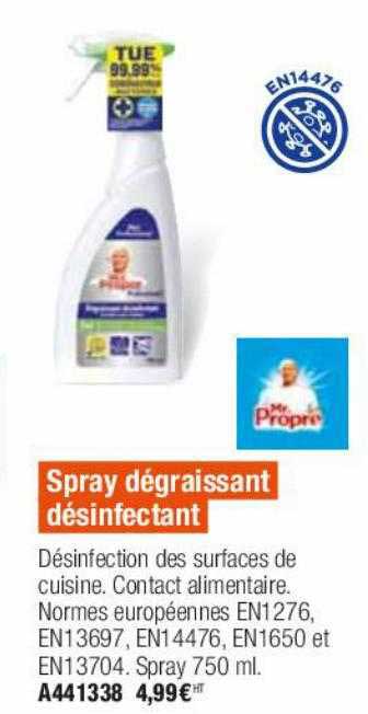 spray dégraissant désinfectant propre