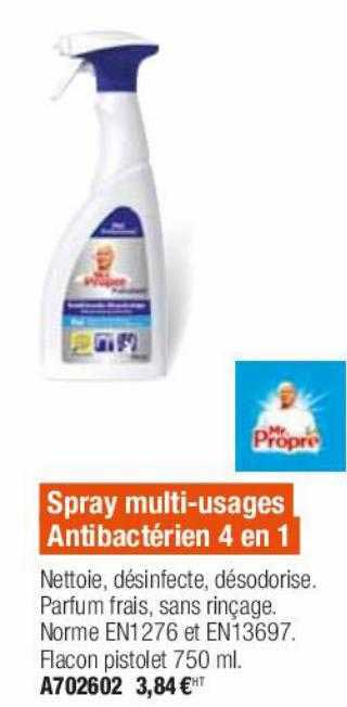 spray multi-usages antibactérien 4 en 1 propre