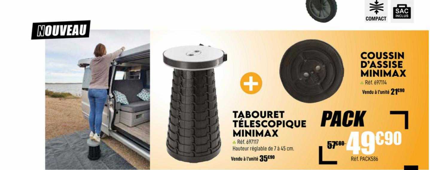 tabouret télescopique minimax coussin d'assise minimax