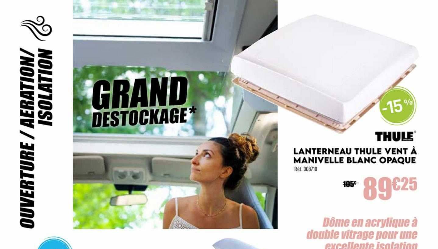 thule lanterneau thule vent à manivelle blanc opaque