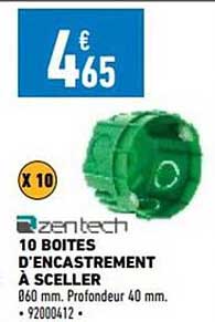 10 boîtes d'encastrement à sceller zentech