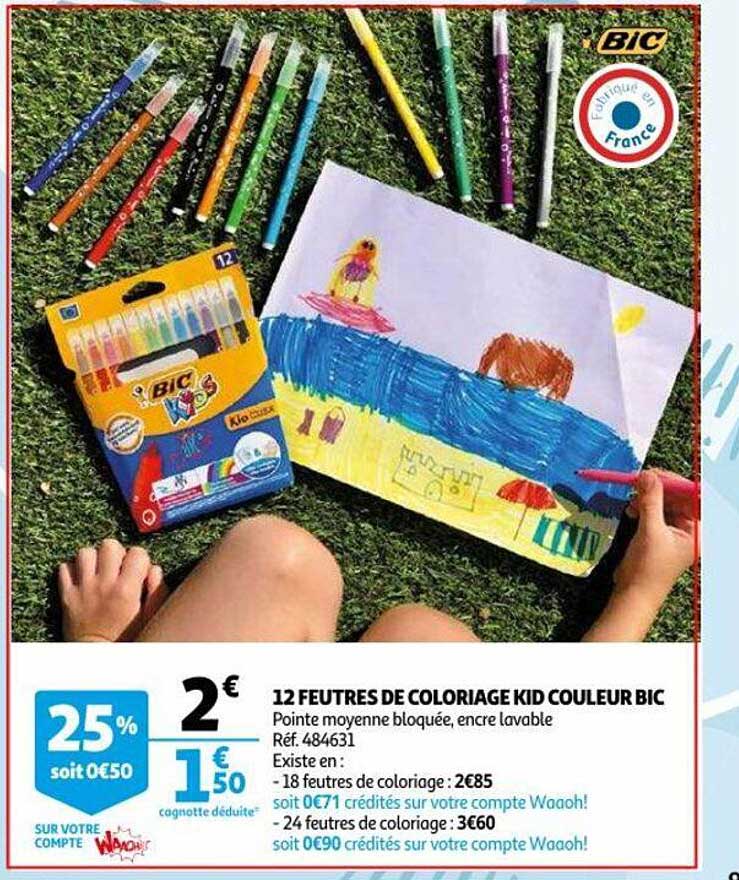 12 feutres de coloriage kid couleur bic