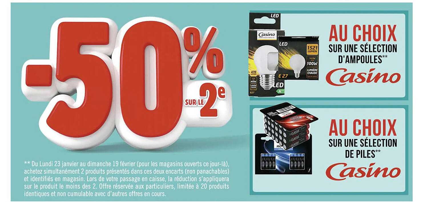 Ampoules Casino, Piles Casino