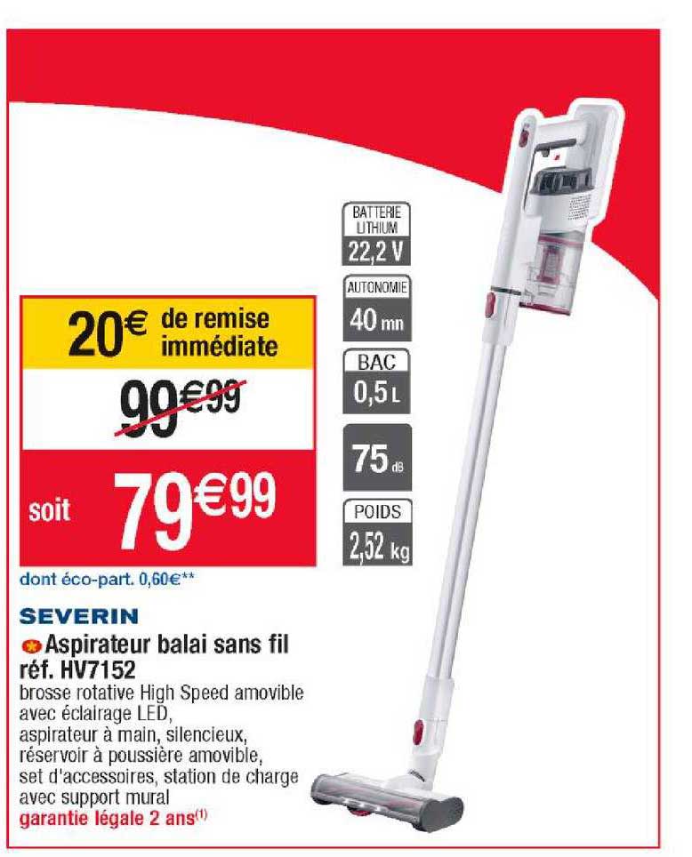 aspirateur balai san fil severin