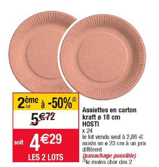 assiettes en carton kraft ø 18 cm hosti