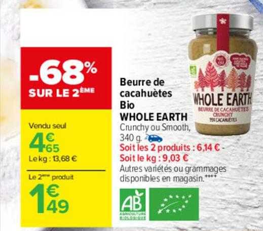 Beurre De Cacahuètes Bio Whole Earth