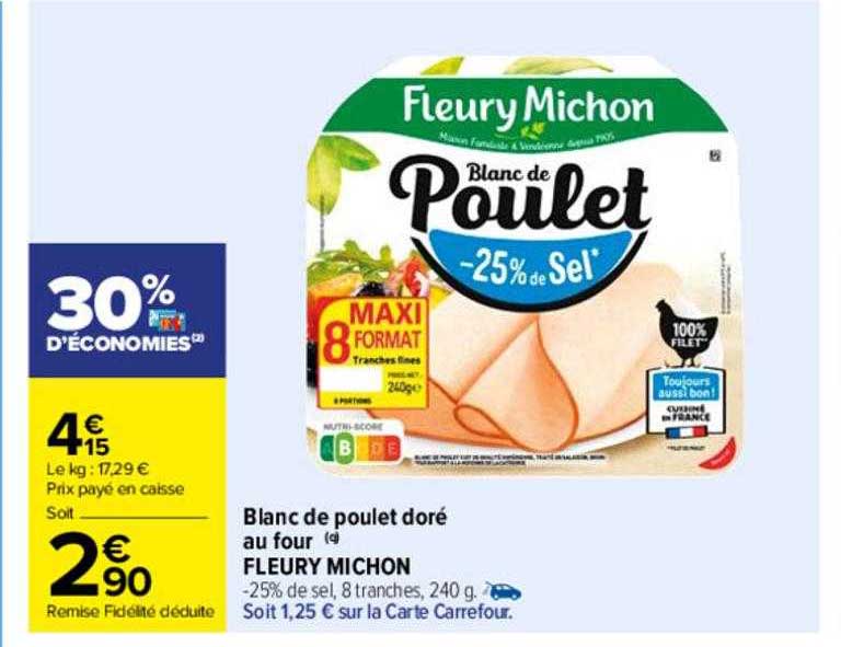 blanc de poulet doré au four fleury michon