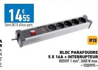 Bloc Parafoudre 5 X 16 A + Interrupteur
