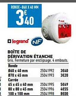 boîte de dérivation étanche legrand