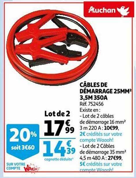 câbles de démarrage 25mm² 3,5m 350a
