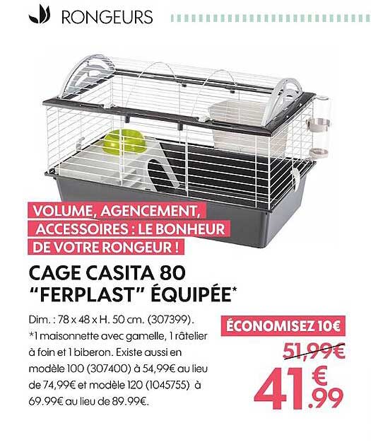 cage casita 80 "ferplast" équipée