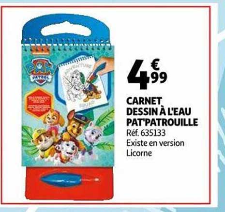 carnet dessin à l'eau pat'patrouille