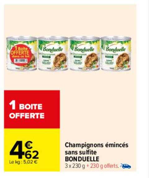 champignons émincés sans sulfite bonduelle