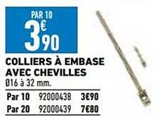 colliers à embase avec chevilles