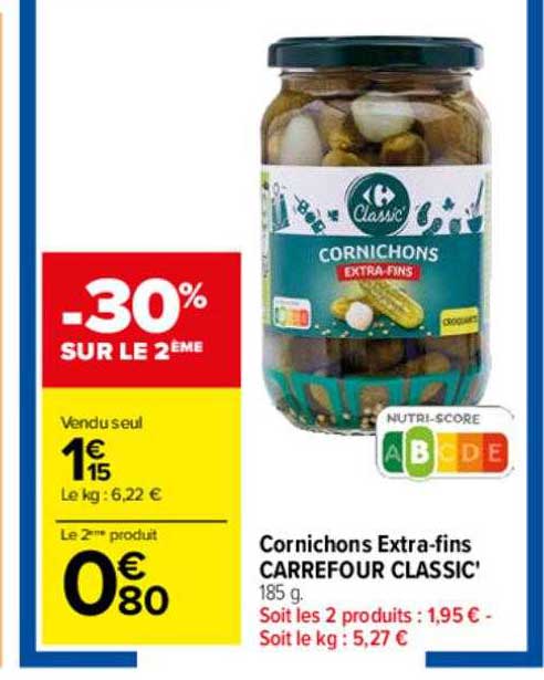 cornichons extra-fins carrefour classic'