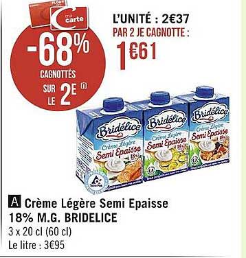 crème légère semi épaisse 18% m.g. bridélice