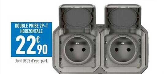 double prise 2p+t horizontale