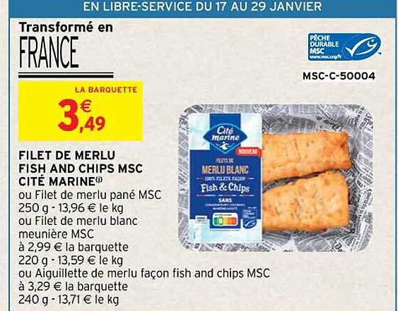 filet de merlu fish and chips msc cité marine