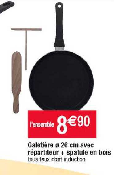 galetière ø 26 cm avec répartiteur + spatule en bois