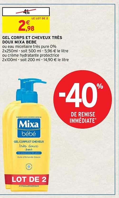 gel corps et cheveux très doux mixa bébé