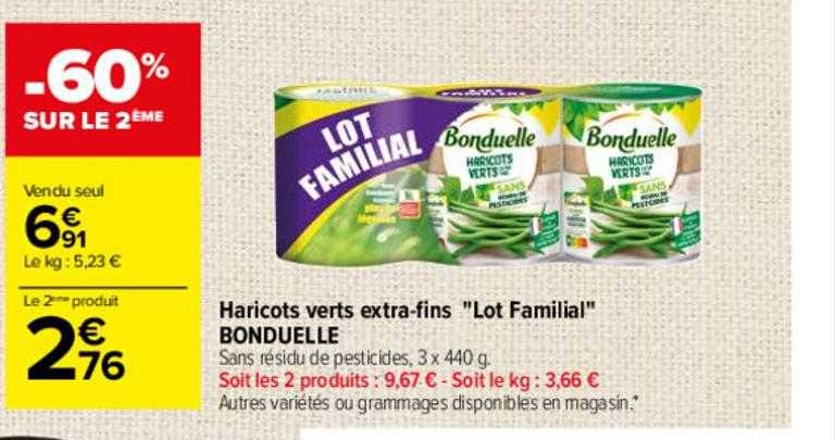 haricots verts extra-fins "lot familial" bonduelle