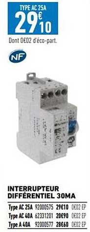 interrupteur différentiel 30ma