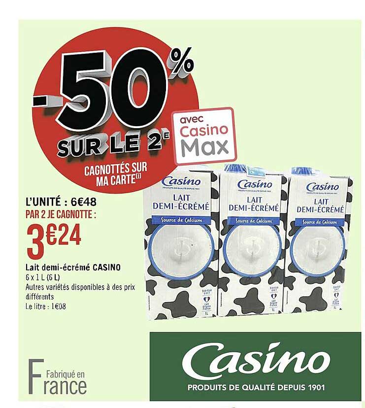 lait demi-écrémé casino