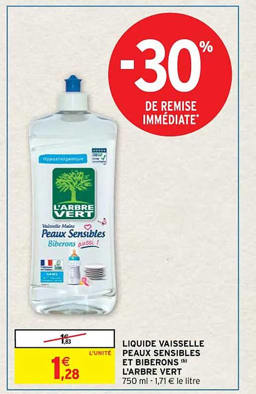 liquide vaisselle peau sensibles et biberons l'arbre vert