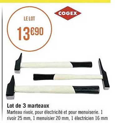 lot de 3 marteaux cogex