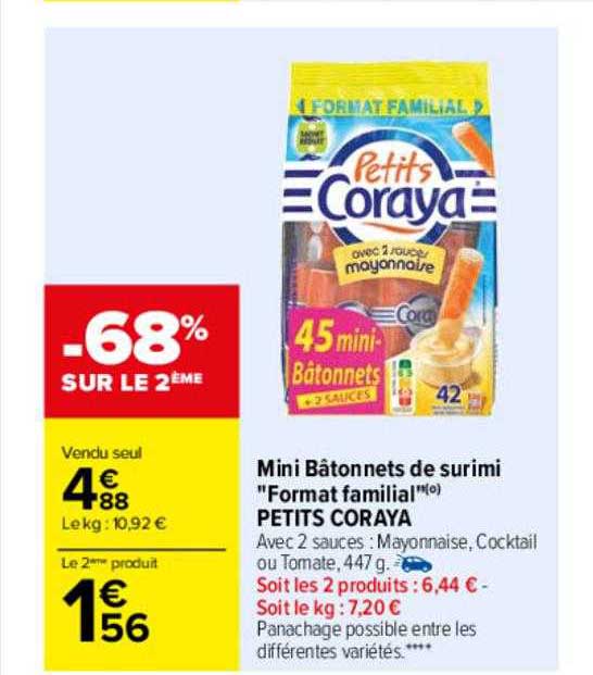 mini bâtonnets de surimi "format familial" petits coraya