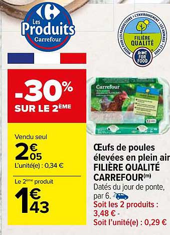 oeufs de poules élevées en plein air filière qualité carrefour
