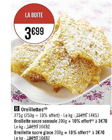 oreillettes, oreillette sucre semoule, oreillette sucre glace