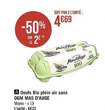 œufs bio plain air sans ogm mas d'auge