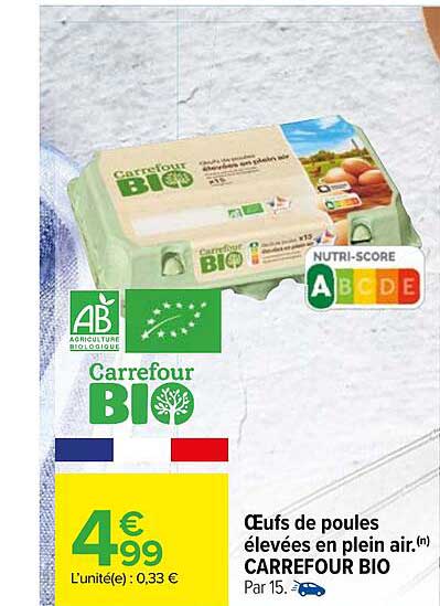 œufs de poules élevées en plein air carrefour bio