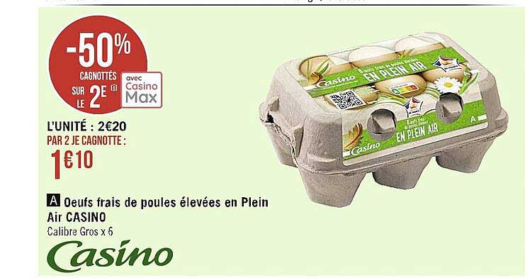 œufs frais de poules élevées en plein air casino
