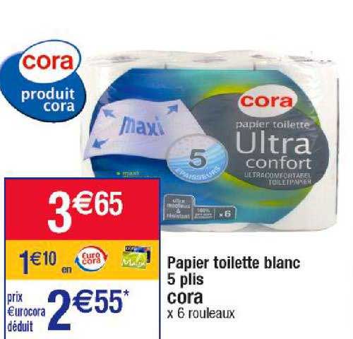 papier toilette blanc 5 plis cora