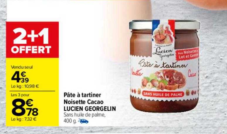 pâte à tartiner noisette cacao lucien georgelin