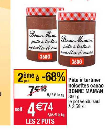 pâte à tartiner noisettes cacao bonne maman